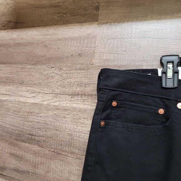 Levi's 501 High Rise Wedgie Skinny Button Fly Jeans Black Distressed Plus 24W - Picture 7 of 14